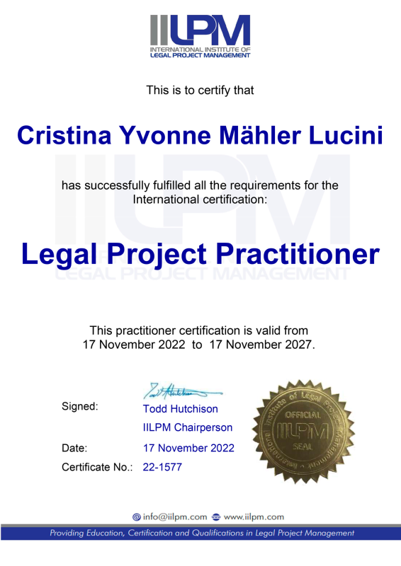 Legal Project Practitioner Certificado